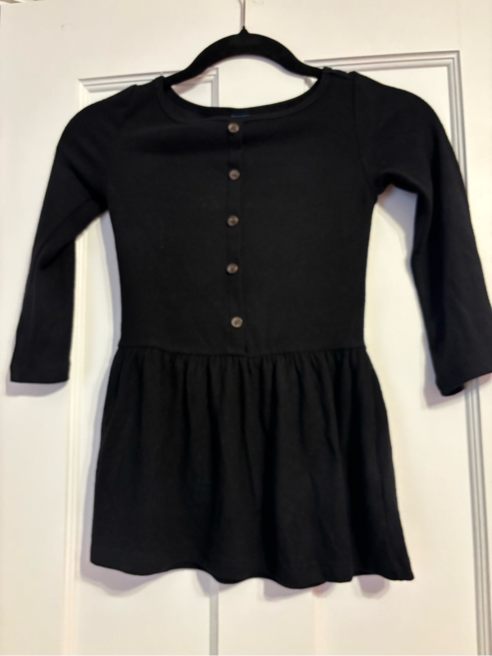Old Navy Black Long-Sleeve Button-Front Skater Dress